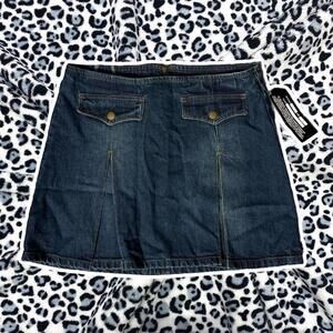 90s vintage denim pleated skirt